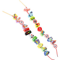 Dřevěné korálky pro navlékání - Dopravní prostředky a značky