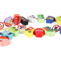 Dřevěné korálky pro navlékání - Dopravní prostředky a značky