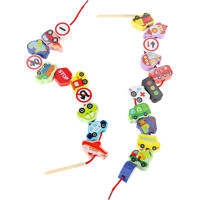 Dřevěné korálky pro navlékání - Dopravní prostředky a značky