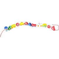 Dřevěné korálky pro navlékání - Autíčka a značky