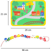 Dřevěné korálky pro navlékání - Autíčka a značky