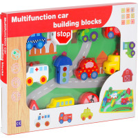 Dřevěné korálky pro navlékání - Autíčka a značky