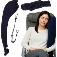 Nafukovací boční cestovní polštář na rameno - tmavě modrý