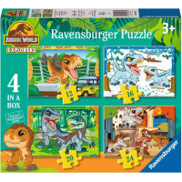 RAVENSBURGER Puzzle Jurský svět: Objevitelé 4v1 (12,16,20,24 dílků)