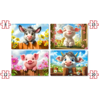 CASTORLAND Puzzle Roztomilá zvířátka 4v1 (8,12,15,20 dílků)