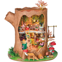 ROBOTIME Rolife DIY 3D dřevěné puzzle Pohádkový domek na stromě s LED osvětlením