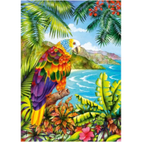 DINO Svítící puzzle Papoušek v džungli XL 100 dílků