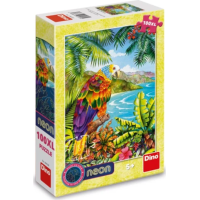 DINO Svítící puzzle Papoušek v džungli XL 100 dílků