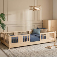 Dětská Montessori postel z masivu borovice LUNA - 190x90 cm