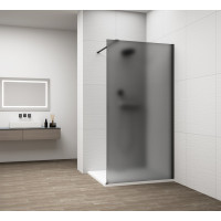 Polysan ESCA BLACK MATT jednodílná sprchová zástěna k instalaci ke stěně, kouřové matné sklo, 1000 mm ES1410-02