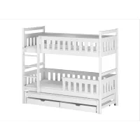 Dětská patrová postel z masivu KRISTIÁN s přistýlkou a šuplíky - 200x90 cm - BÍLÁ