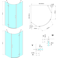 Gelco TRINITY CHROME čtvrtkruhový sprchový kout 900x900mm, čiré sklo, pravé GT6590CR-CH