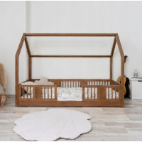 Dětská domečková Montessori postel z masivu borovice LUNA L - 180x80 cm