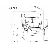 Elektrické polohovací křeslo LORIS - čalouněné látkou - popelavě šedé