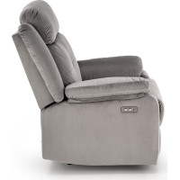 Elektrické polohovací křeslo LORIS - čalouněné látkou - popelavě šedé