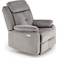 Elektrické polohovací křeslo LORIS - čalouněné látkou - popelavě šedé