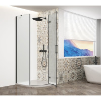 Gelco TRINITY BLACK čtvrtkruhový sprchový kout 900x900mm, matné sklo, pravé GT6590MR-B