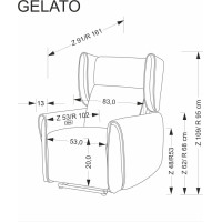 Elektrické polohovací křeslo GELATO - čalouněné látkou - popelavě šedé