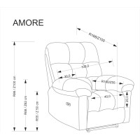 Elektrické polohovací křeslo AMORE - čalouněné látkou - popelavě šedé