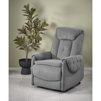 Elektrické polohovací křeslo HORTON - čalouněné látkou - popelavě šedé