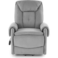 Elektrické polohovací křeslo HORTON - čalouněné látkou - popelavě šedé