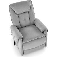 Elektrické polohovací křeslo HORTON - čalouněné látkou - popelavě šedé