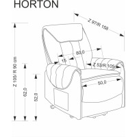 Elektrické polohovací křeslo HORTON - čalouněné látkou - popelavě šedé