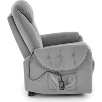 Elektrické polohovací křeslo HORTON - čalouněné látkou - popelavě šedé