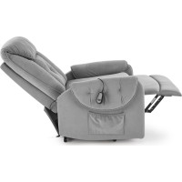 Elektrické polohovací křeslo HORTON - čalouněné látkou - popelavě šedé