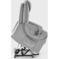 Elektrické polohovací křeslo HORTON - čalouněné látkou - popelavě šedé