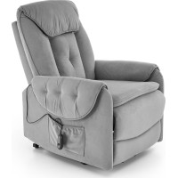 Elektrické polohovací křeslo HORTON - čalouněné látkou - popelavě šedé