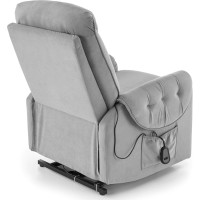 Elektrické polohovací křeslo HORTON - čalouněné látkou - popelavě šedé