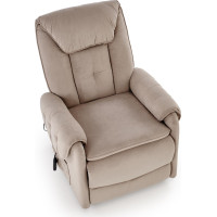 Elektrické polohovací křeslo HORTON - čalouněné látkou - béžové