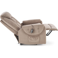 Elektrické polohovací křeslo HORTON - čalouněné látkou - béžové