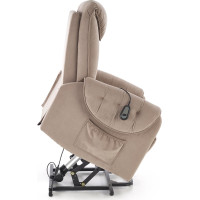 Elektrické polohovací křeslo HORTON - čalouněné látkou - béžové