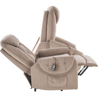 Elektrické polohovací křeslo HORTON - čalouněné látkou - béžové