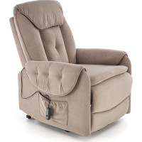 Elektrické polohovací křeslo HORTON - čalouněné látkou - béžové