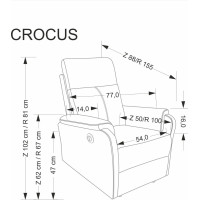Elektrické polohovací křeslo CROCUS - čalouněné látkou - béžové