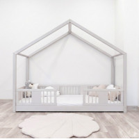 Dětská domečková Montessori postel z masivu borovice LUNA S - 200x90 cm