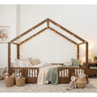 Dětská domečková Montessori postel z masivu borovice LUNA S - 200x90 cm