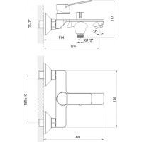Aqualine SINTRA nástěnná vanová baterie, černá mat SX010B