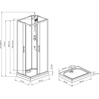 Aqualine GRANVIK obdélníkový sprchový box 700x900x2180mm, čiré sklo GG70X90