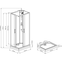 Aqualine GRANVIK obdélníkový sprchový box 800x1200x2180mm, čiré sklo GG80X120