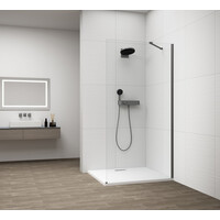 Polysan ESCA GUN METAL jednodílná sprchová zástěna k instalaci ke stěně, sklo čiré, 800 mm ES1080-11