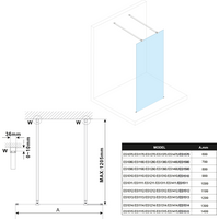 Polysan ESCA GUN METAL jednodílná sprchová zástěna do prostoru, matné sklo, 1400 mm ES1114-12