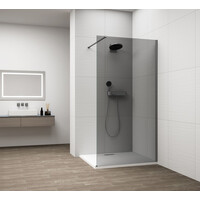 Polysan ESCA GUN METAL jednodílná sprchová zástěna k instalaci ke stěně, kouřové sklo, 1500 mm ES1215-11
