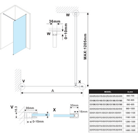 Polysan ESCA GUN METAL jednodílná sprchová zástěna k instalaci ke stěně, matné sklo, 1400 mm ES1114-11