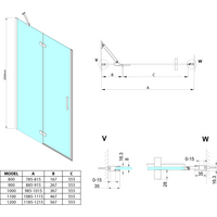 Gelco TRINITY GOLD MATT sprchové dveře do niky 900mm, matné sklo, pravé GT1290MR-G
