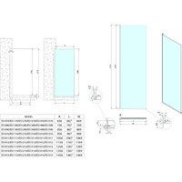 Polysan ARCHITEX sada pro uchycení skla podlaha-stěna se spádovou lištou, 1615x2105mm, levá, leštěný hliník AX2116L