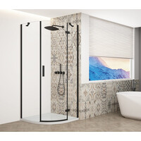 Gelco TRINITY BLACK čtvrtkruhový sprchový kout 900x900mm, čiré sklo, pravé GT6590CR-B